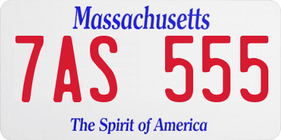 MA license plate 7AS555