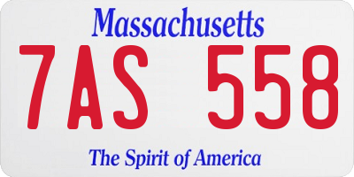 MA license plate 7AS558