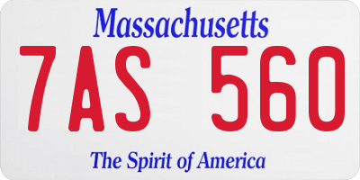 MA license plate 7AS560