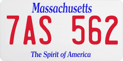 MA license plate 7AS562