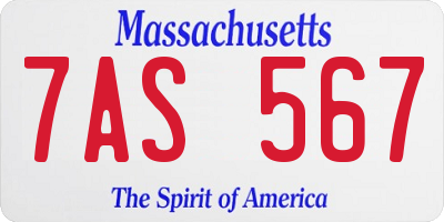 MA license plate 7AS567