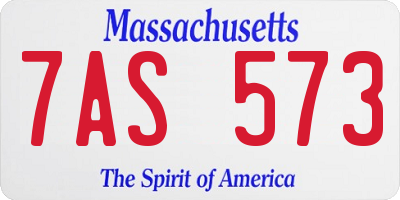 MA license plate 7AS573