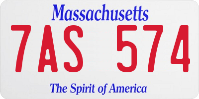 MA license plate 7AS574