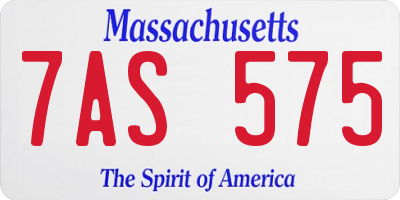 MA license plate 7AS575
