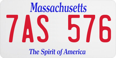 MA license plate 7AS576