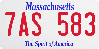 MA license plate 7AS583