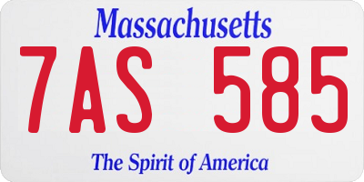 MA license plate 7AS585