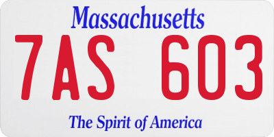 MA license plate 7AS603