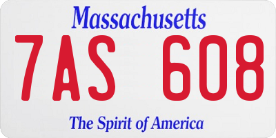 MA license plate 7AS608