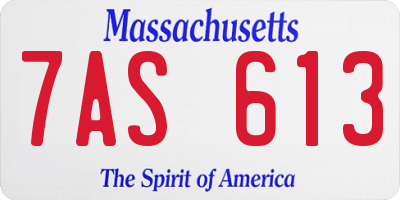 MA license plate 7AS613