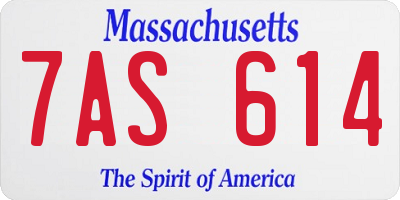MA license plate 7AS614