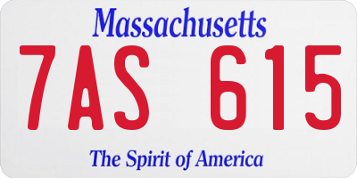 MA license plate 7AS615