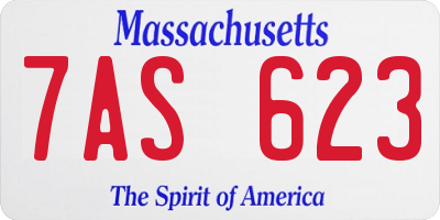 MA license plate 7AS623