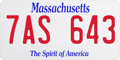 MA license plate 7AS643