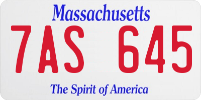 MA license plate 7AS645