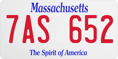 MA license plate 7AS652