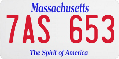 MA license plate 7AS653