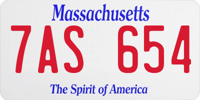 MA license plate 7AS654