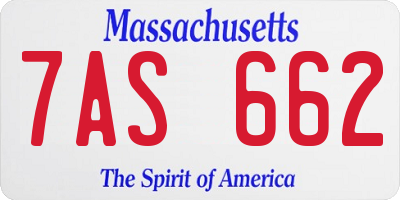 MA license plate 7AS662