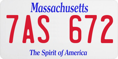 MA license plate 7AS672