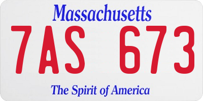 MA license plate 7AS673