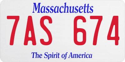 MA license plate 7AS674