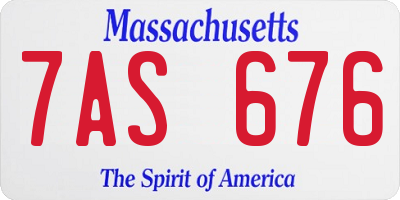 MA license plate 7AS676