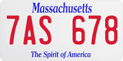 MA license plate 7AS678