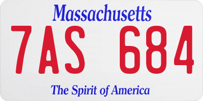 MA license plate 7AS684