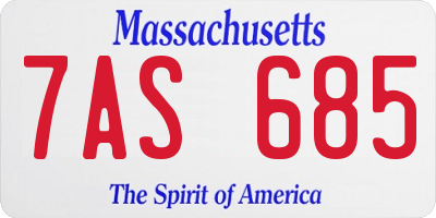 MA license plate 7AS685
