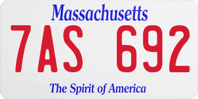 MA license plate 7AS692