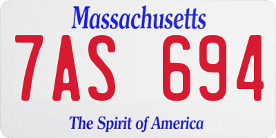 MA license plate 7AS694