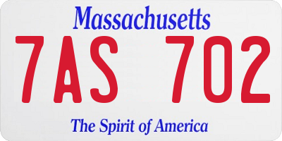 MA license plate 7AS702