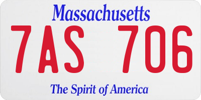 MA license plate 7AS706