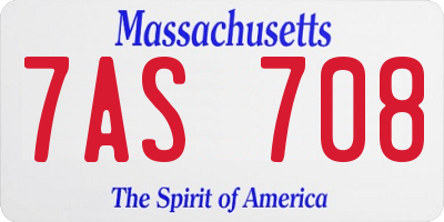 MA license plate 7AS708