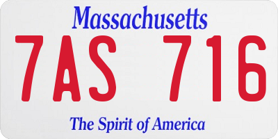 MA license plate 7AS716