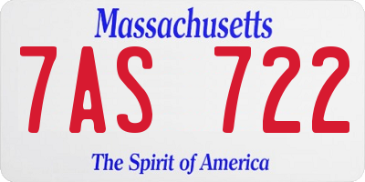 MA license plate 7AS722