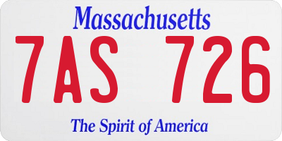MA license plate 7AS726