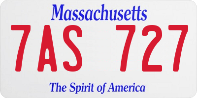 MA license plate 7AS727