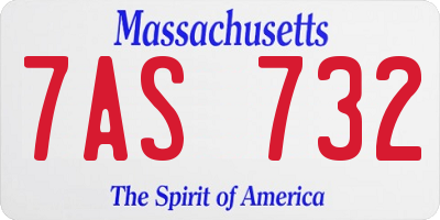 MA license plate 7AS732