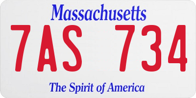 MA license plate 7AS734