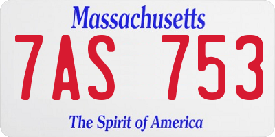 MA license plate 7AS753