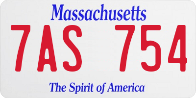 MA license plate 7AS754