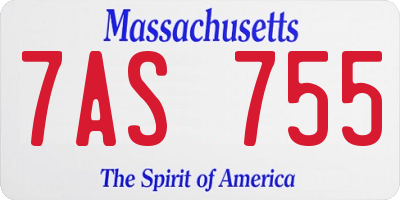 MA license plate 7AS755