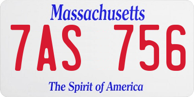 MA license plate 7AS756