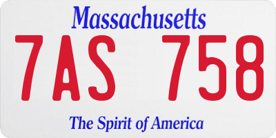 MA license plate 7AS758
