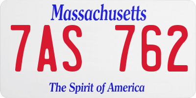 MA license plate 7AS762