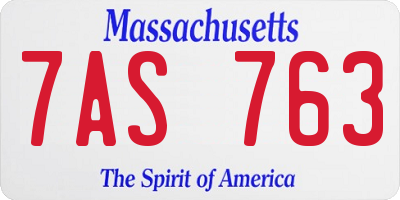 MA license plate 7AS763