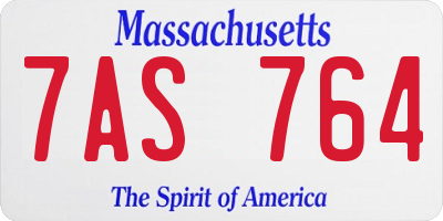 MA license plate 7AS764