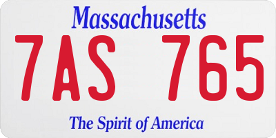 MA license plate 7AS765